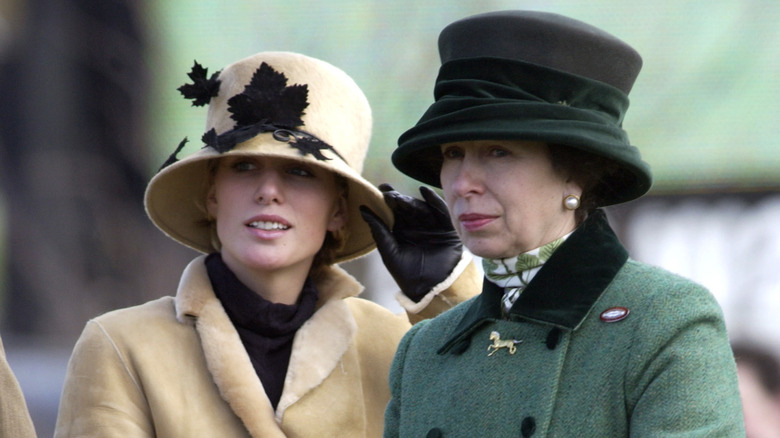 Zara Tindall and Princess Anne at the 2002 Cheltenham Festival