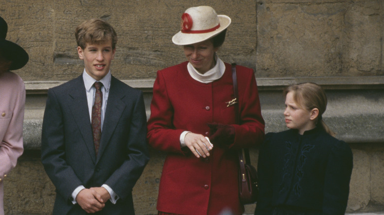 Peter Phillips, Princess Anne, and Zara Phillips at the 1991 Easter Service