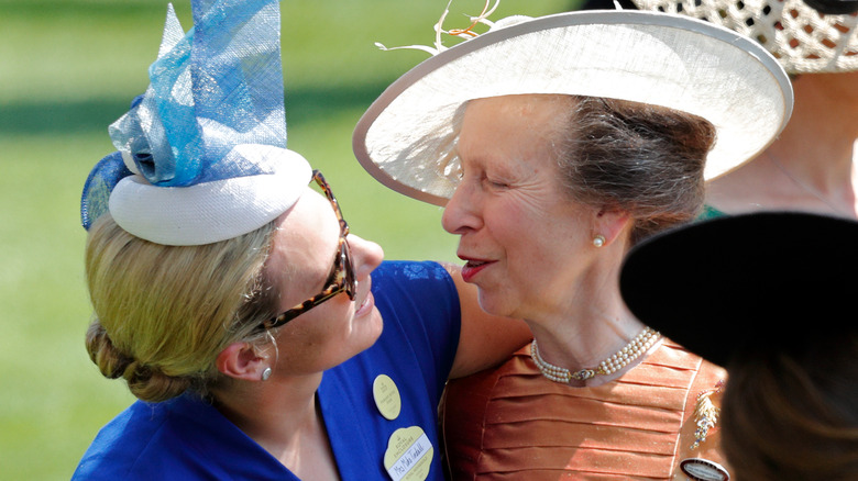 Zara Philips and Princess Anne showing affection at 2017 Royal Ascot