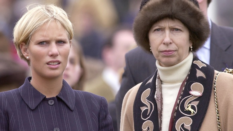 Zara Tindall and Princess Anne watch the races at the 2000 Cheltenham Festival
