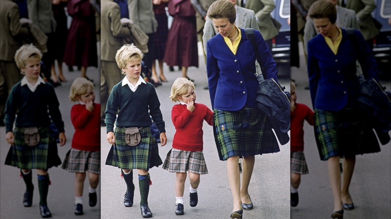 Princess Anne and her two kids in Scrabster, Scotland in 1985