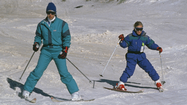 Princess Anne and Zara Tindall skiing in 1989