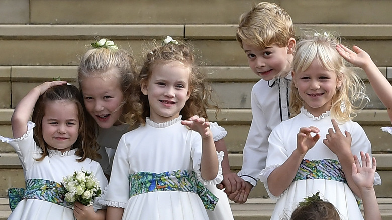 Princess Charlotte, Savannah Phillips, Prince George, Isla Phillips, and Maud Windsor smiling