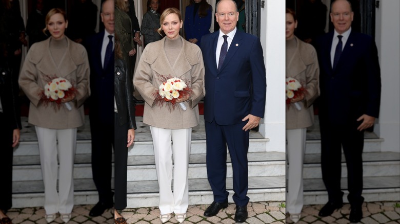 Princess Charlene at the 2025 Red Cross parcel distribution