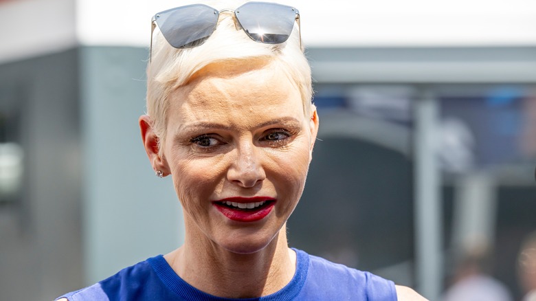 Princess Charlene smiling outdoors