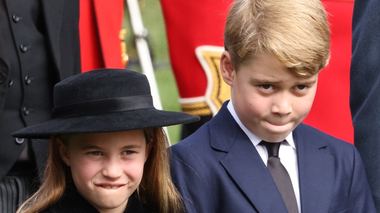 Princess Charlotte and Prince George at Queen Elizabeth's funeral