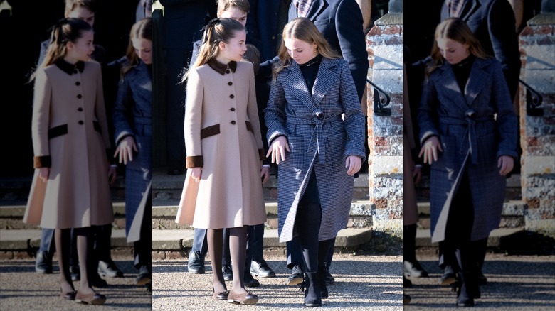 Princess Charlotte and Mia Tindall photographed at the Christmas Morning Service in December 2025