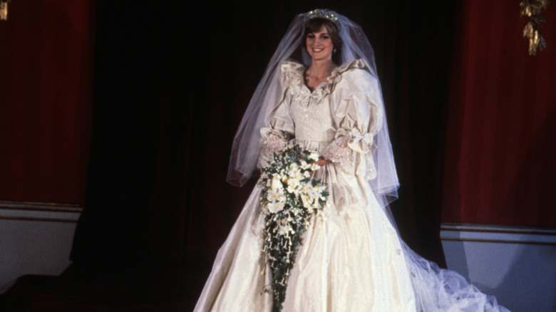 Princess Diana smiling on her wedding day