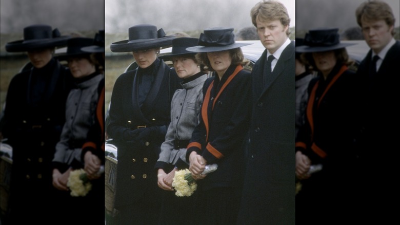 Princess Diana and her siblings attending their father's funeral in 1992.