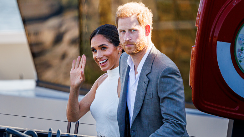 Meghan Markle and Prince Harry arriving to engagement