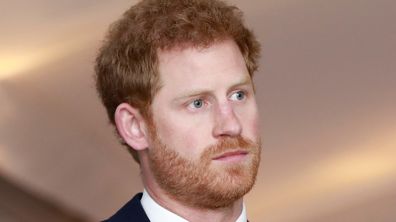 Prince Harry looks thoughtful 