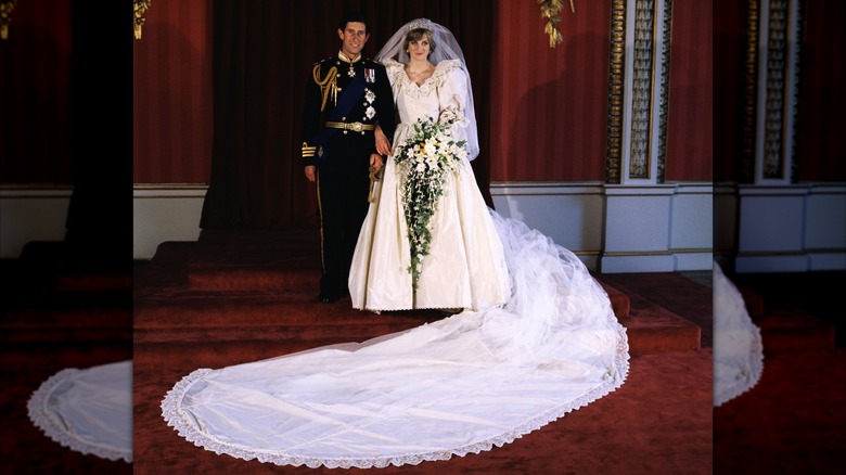 King Charles III and Princess Diana on their wedding day