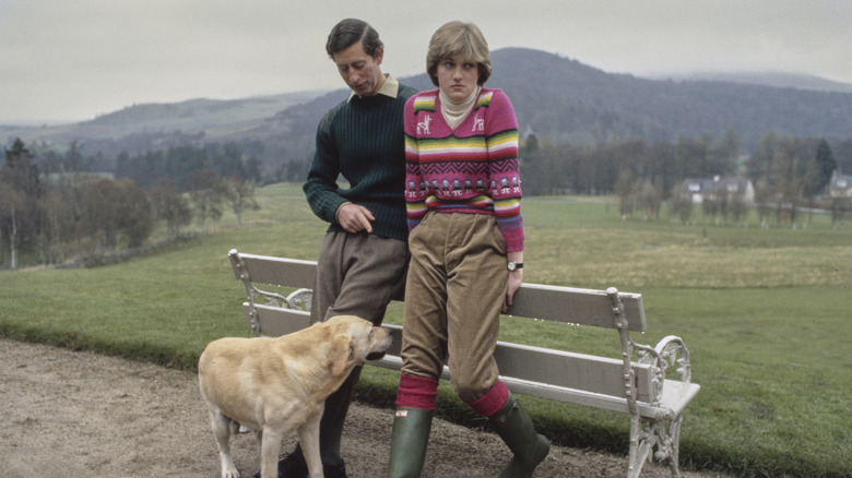 King Charles III and Princess Diana with their dog