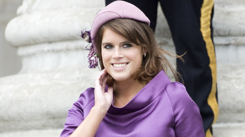 Princess Eugenie in purple hat and dress