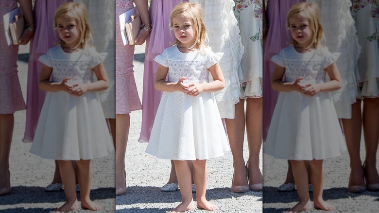 Princess Leonore of Sweden attends the christening of Princess Adrienne of Sweden at Drottningholm Palace Chapel in Stockholm, Sweden (2018)