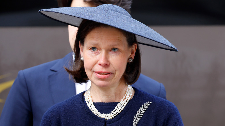 Lady Sarah Chatto in blue hat 