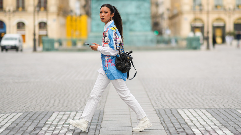 Stylish woman walking