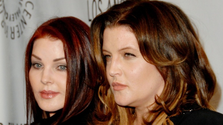 Priscilla and Lisa Marie Presley posing in 2008