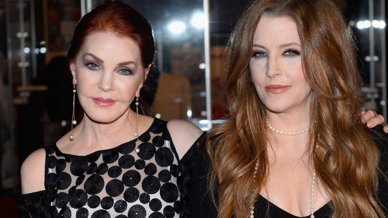Priscilla and Lisa Marie Presley posing together