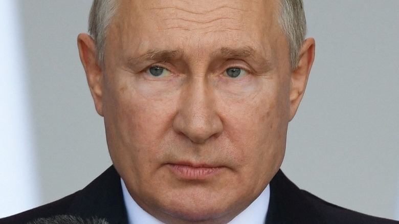 Vladimir Putin looking serious