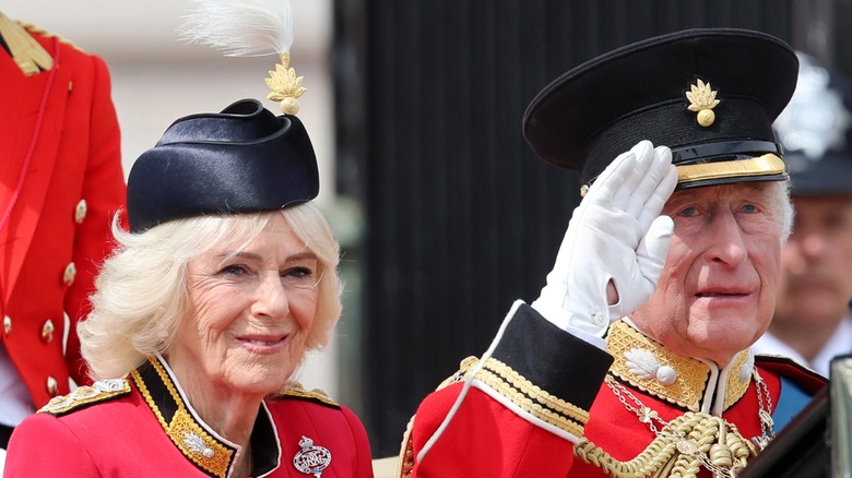 King Charles and Queen Camilla in carriage for Trooping the Colour 2026