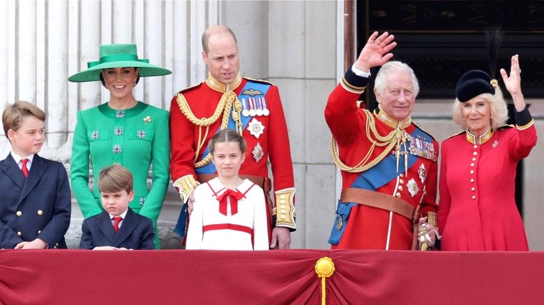Royal Family on balcony waving for Trooping the Colour 2023