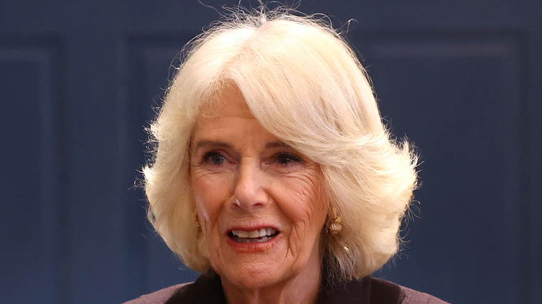 Queen Camilla speaking at engagement