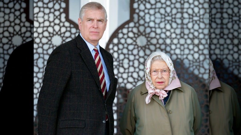 Queen Elizabeth II and Andrew Mountbatten-Windsor standing together