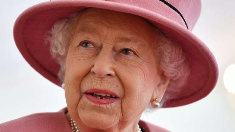 Queen Elizabeth looks up