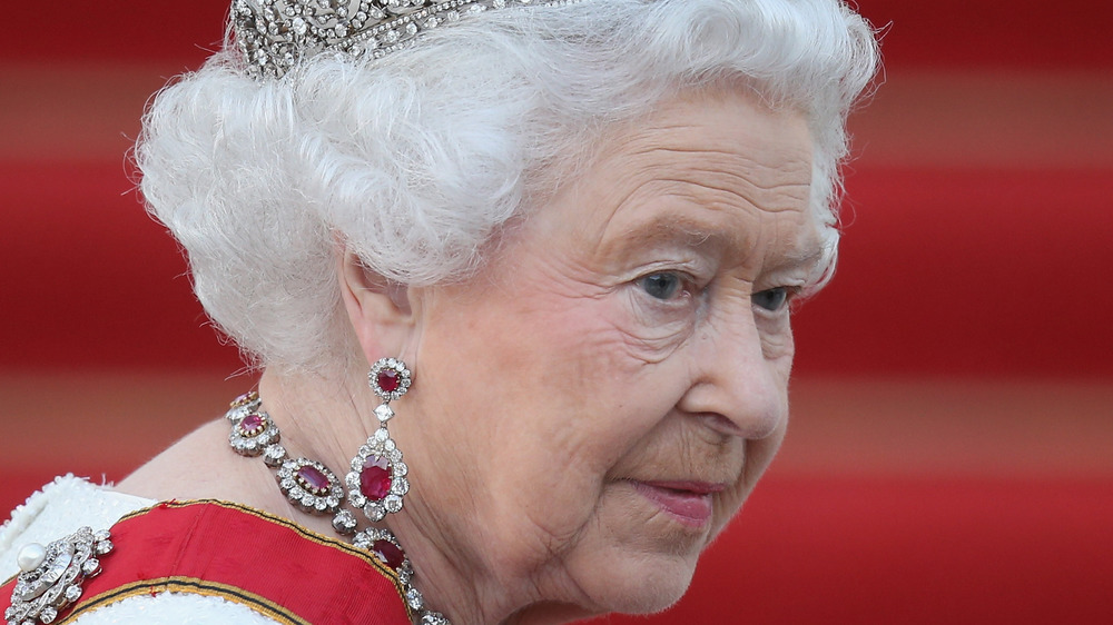 Queen Elizabeth wearing a crown