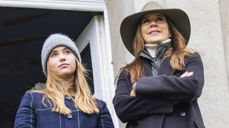 Princess Josephine and her mom on the royal balcony in 2024