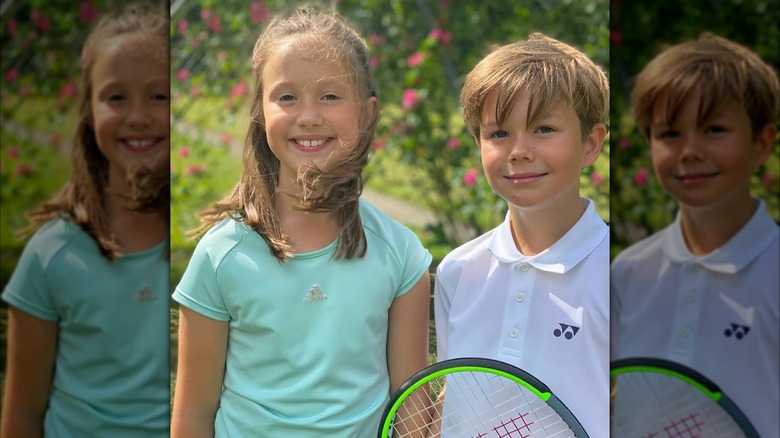 Princess Josephine and Prince Vincent wearing tennis outfits in 2019