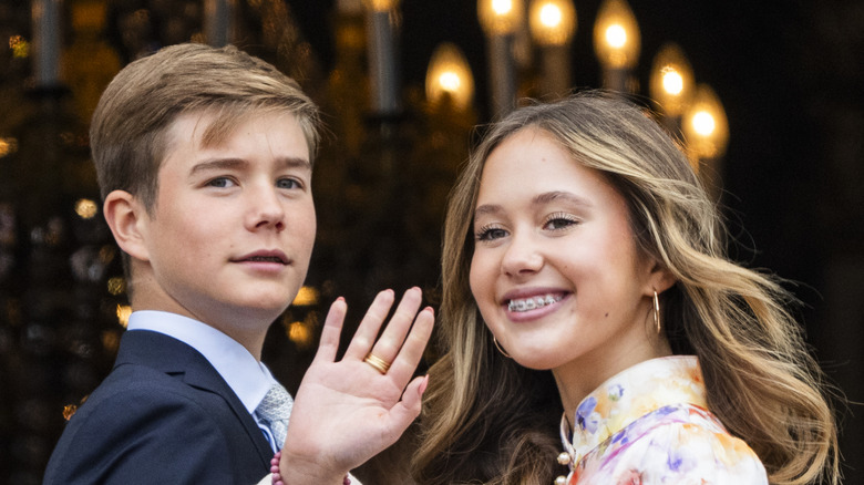 Princess Josephine and her twin brother on the royal balcony in 2025