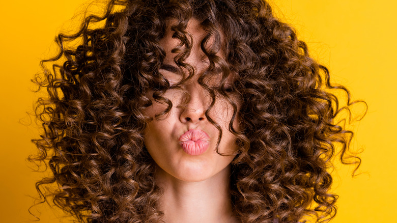 Woman with curly hair