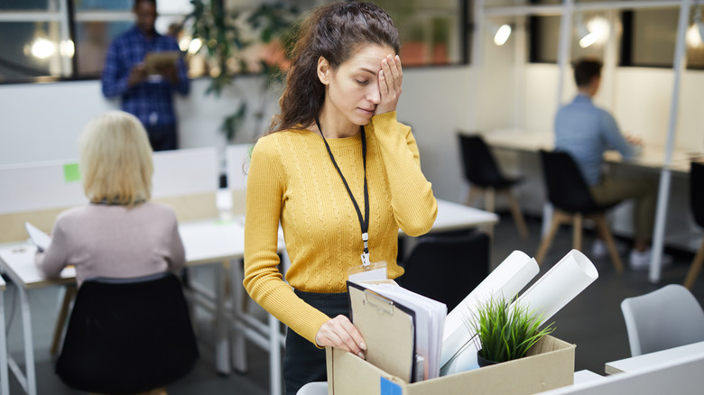 A woman leaving her job