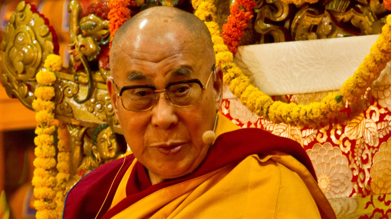 The Dalai Lama on ceremonial seat 2014