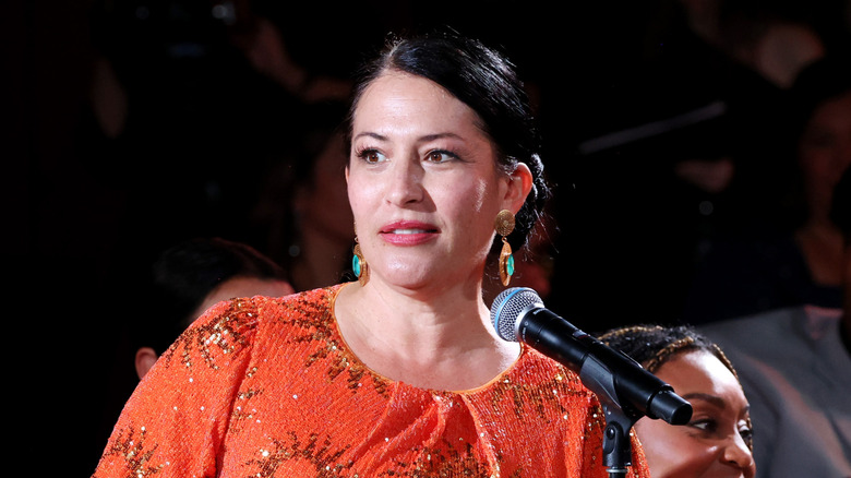 Ada Limón with microphone