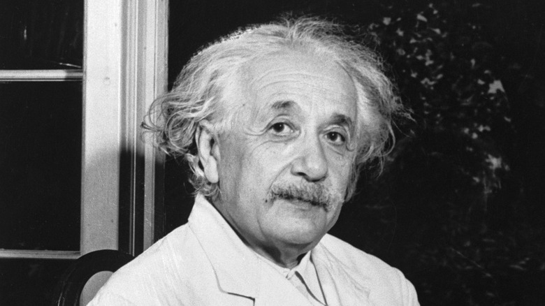 Albert Einstein working