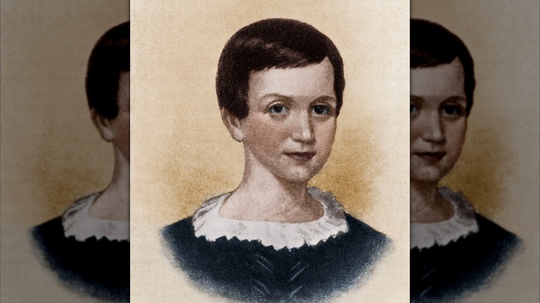 A colorized portrait of American poet Emily Dickinson