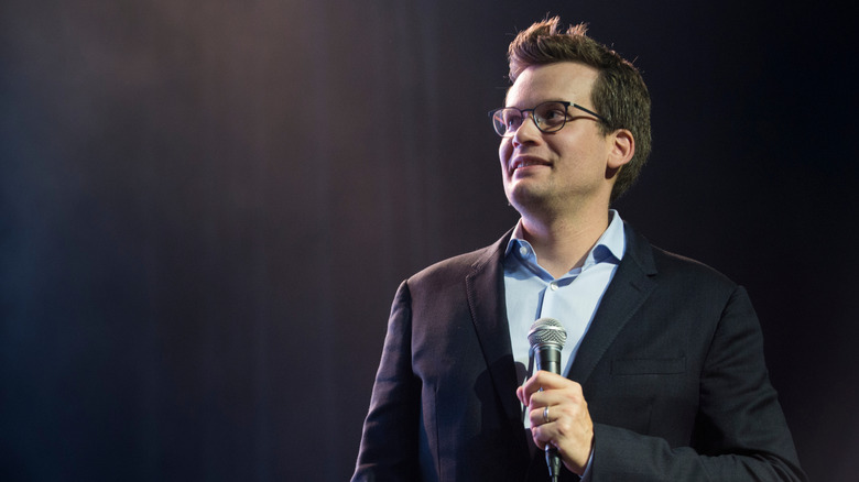 John Green with microphone