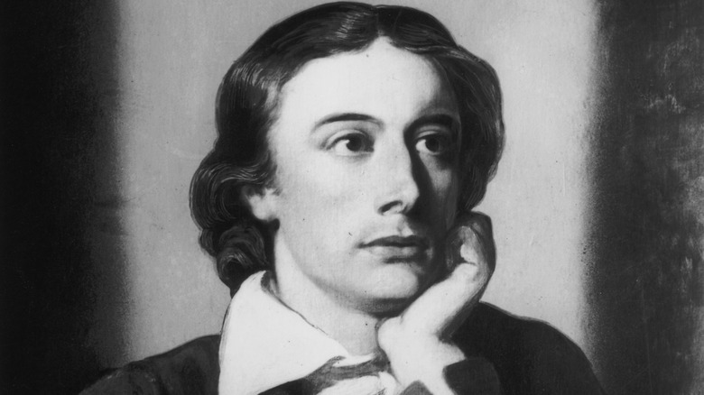 A painting of John Keats resting his chin on his hand