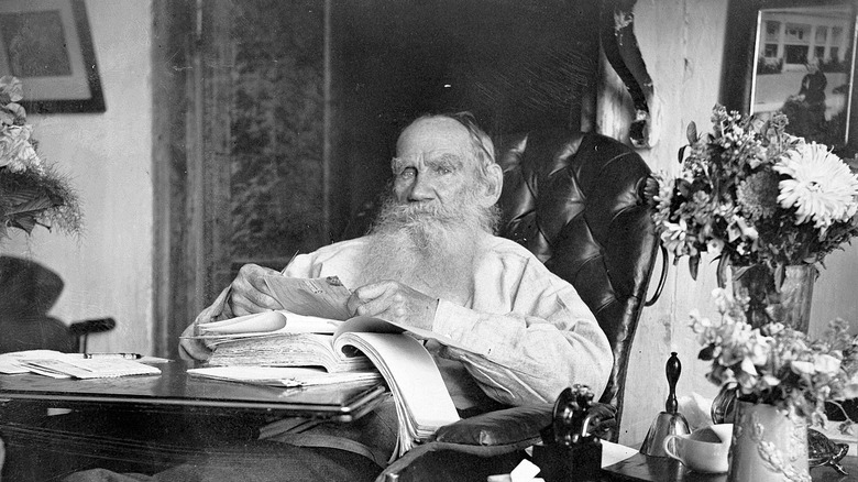 A portrait of Leo Tolstoy taken on his 80th birthday