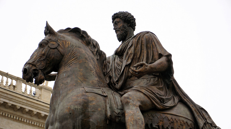 Close-up of Marcus Aurelius equestrian statue in the Capitoline Museums