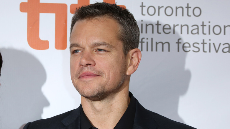 Matt Damon at TIFF for The Martian wearing black