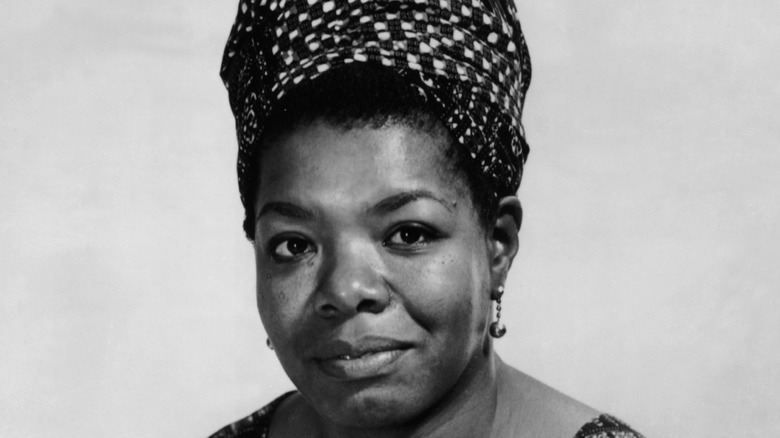 Black and white portrait of Maya Angelou