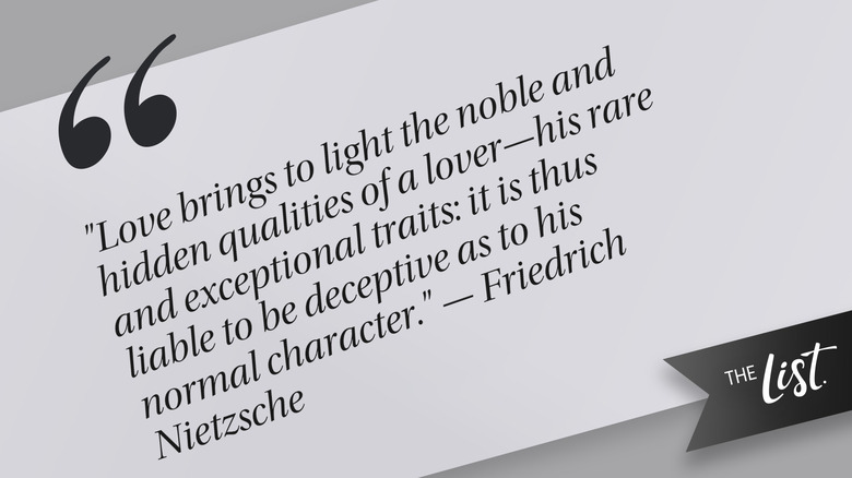A quote from Friedrich Nietzsche's "Beyond Good and Evil" about love