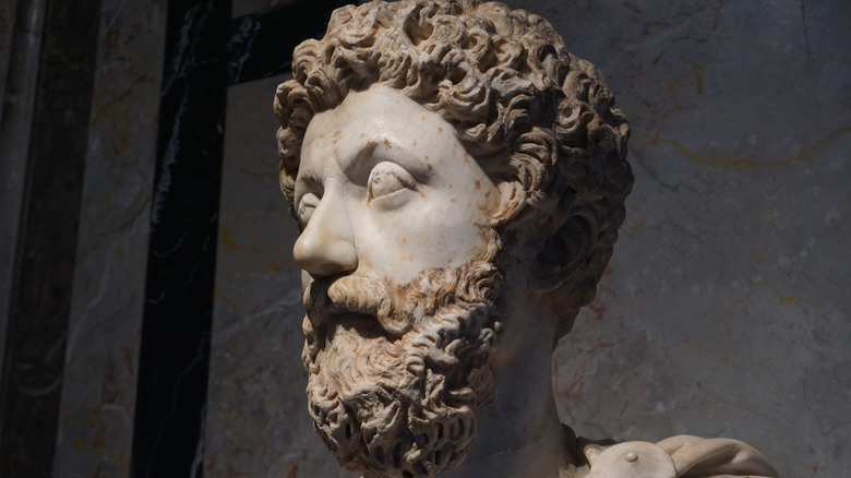 A marble bust of Stoic philosopher and Roman Emperor Marcus Aurelius in Vienna, Austria