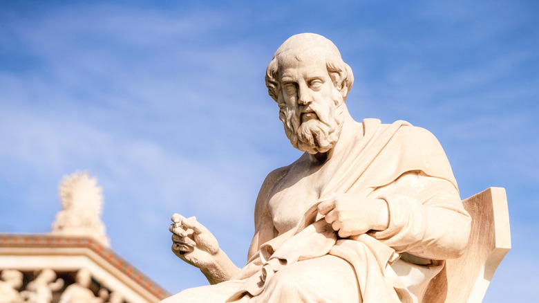 The statue of Plato by Leonidas Drosis in front of the Academy of Athens