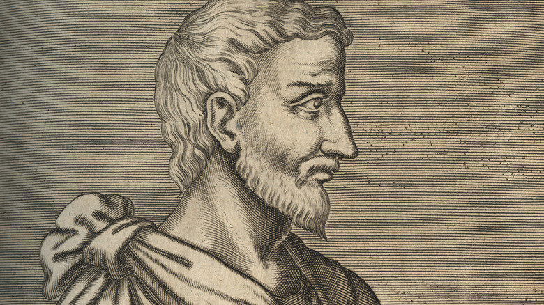 A side profile of Pythagoras