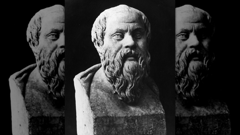 A bust of ancient Greek philosopher Socrates